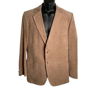 Vintage 70s Ultra Suede Blazer Jacket 48 Mocha Brown Lined Pockets Notch Collar
